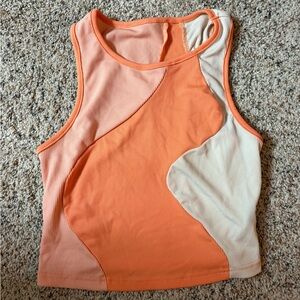 SHEIN Orange and Cream Sleeveless Top